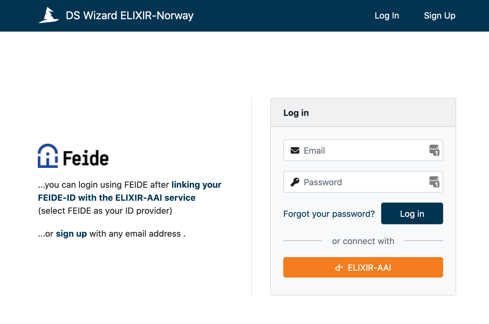 FEIDE access to ELIXIR Norway data management tool—DSW